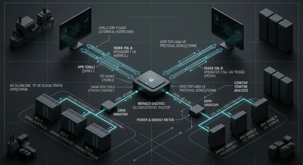 Endüstriyel enerji izleme sistemlerinde kullanılan endüstriyel 5G router teknolojisi